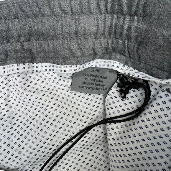 New Dylan Gray Men US 33 Grey Wool Pants Slim Fit Elastic Waistband Sweatpants - Picture 8 of 9